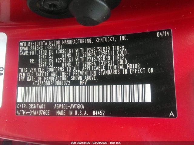 Toyota Venza Le/xle 2014 4T3ZA3BB2EU088072 Image 10