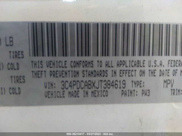 3C4PDCABXJT384619 Dodge JOURNEY SE