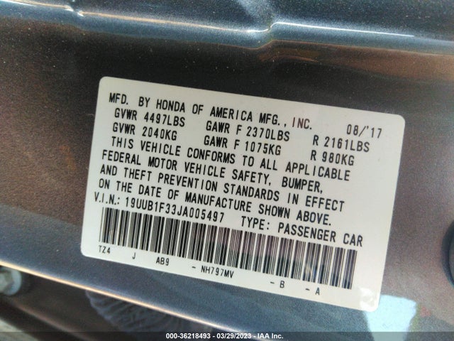 19UUB1F33JA005497 Acura TLX