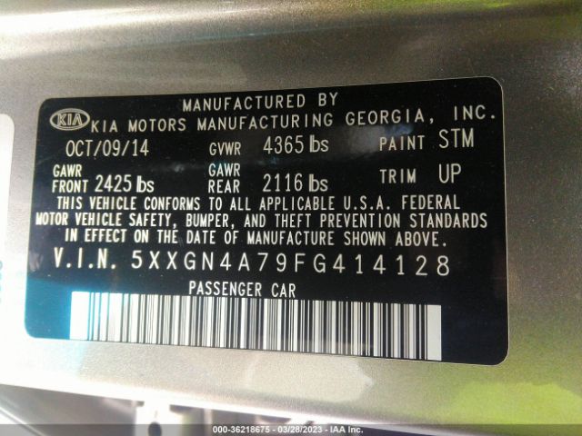 5XXGN4A79FG414128 KIA OPTIMA EX
