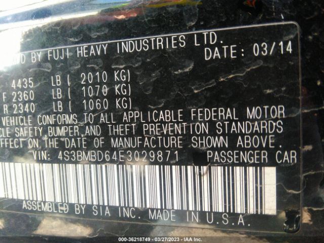 4S3BMBD64E3029871 Subaru Legacy 2.5i Premium