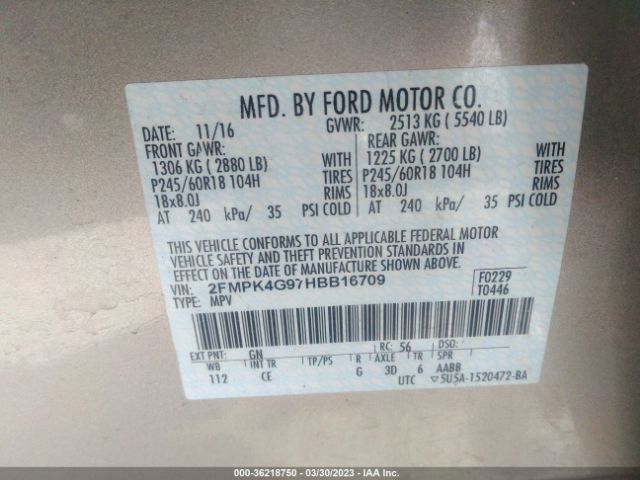2FMPK4G97HBB16709 Ford EDGE SE