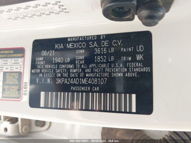 3KPA24AD1ME408107 KIA RIO LX