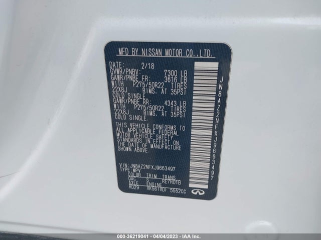 2018 Infiniti QX80, VIN: JN8AZ2NFXJ9663497