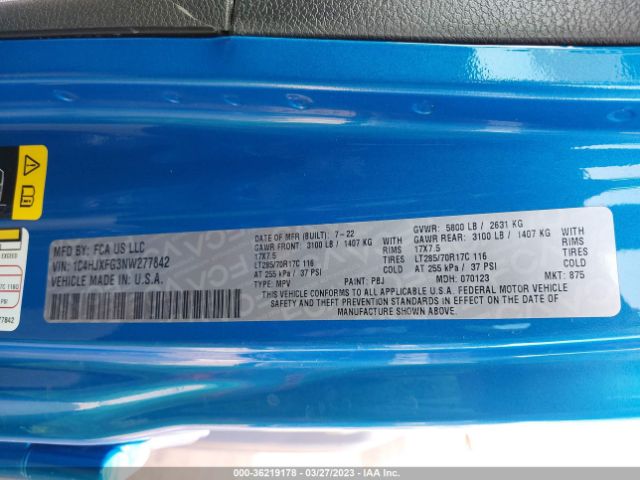 1C4HJXFG3NW277842 Jeep Wrangler Unlimited Rubicon