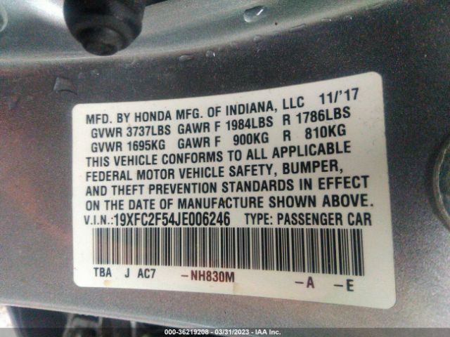 19XFC2F54JE006246 Honda Civic Sedan Lx
