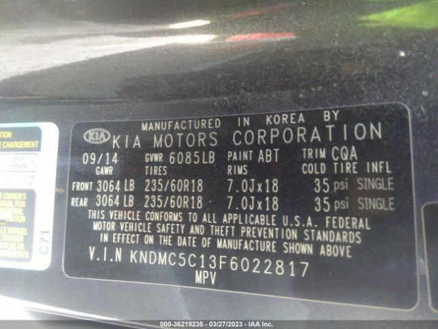 KNDMC5C13F6022817 KIA SEDONA EX