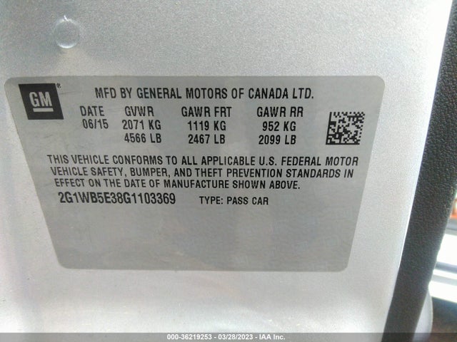 Chevrolet Impala Limited Lt 2016 2G1WB5E38G1103369 Image 9