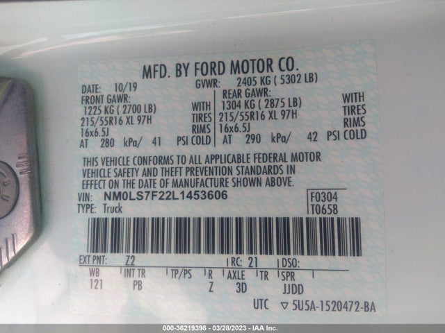 Ford Transit Connect Van Xlt 2020 NM0LS7F22L1453606 Image 9