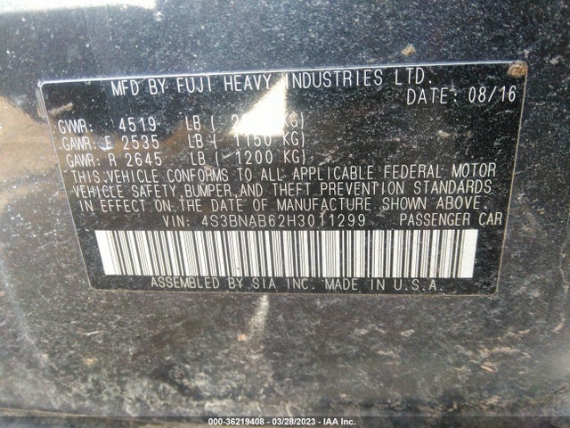 Subaru Legacy 2017 4S3BNAB62H3011299 Image 11