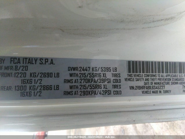 RAM Promaster City Tradesman 2020 ZFBHRFAB1L6S45227 Image 10
