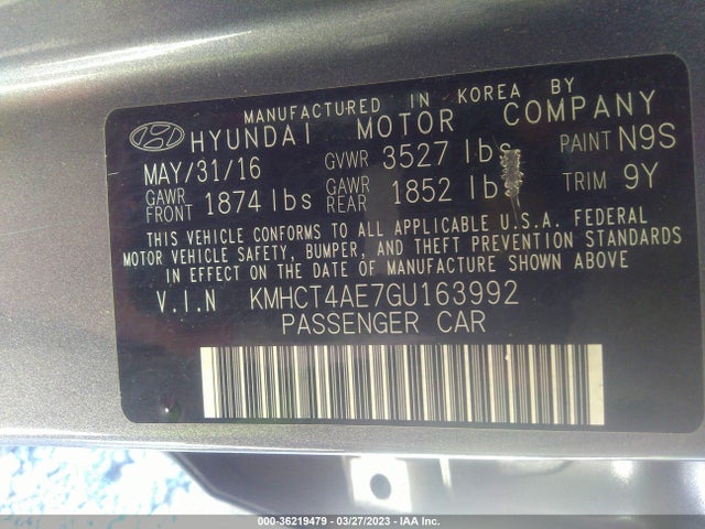 Hyundai ACCENT SE 2016 KMHCT4AE7GU163992 Image 10
