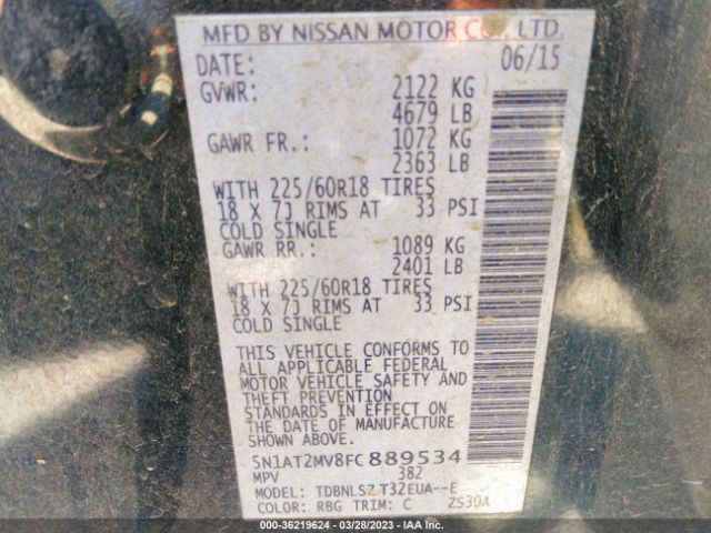 5N1AT2MV8FC889534 Nissan Rogue Sl
