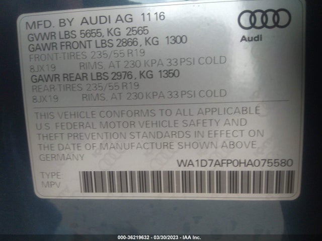 WA1D7AFP0HA075580 Audi Q5 Premium Plus