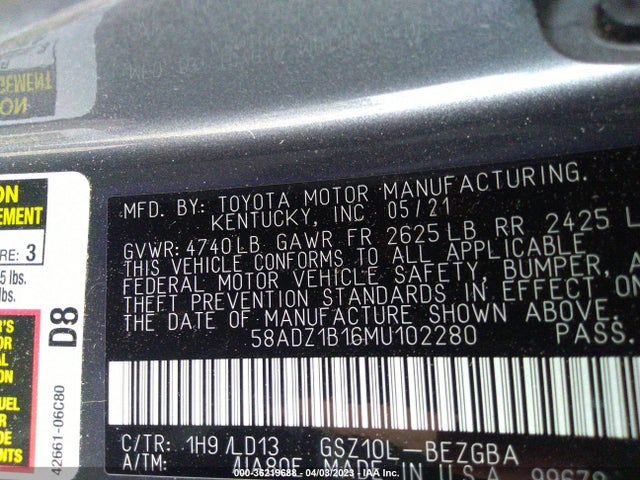 2021 Lexus ES, VIN: 58ADZ1B16MU102280