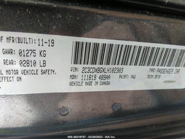 2C3CDXBGXLH102303 Dodge Charger Sxt