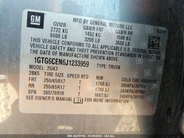 1GTG6CEN6J1233959 GMC Canyon 4wd Sle