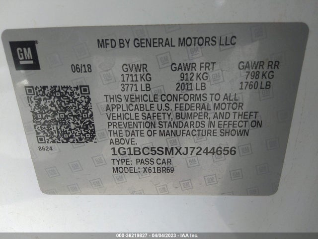 Chevrolet CRUZE LS 2018 1G1BC5SMXJ7244656 Image 9