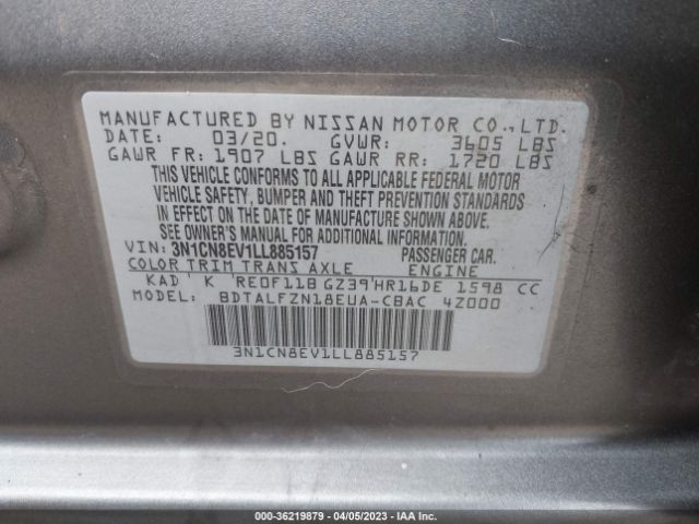 3N1CN8EV1LL885157 Nissan VERSA SV