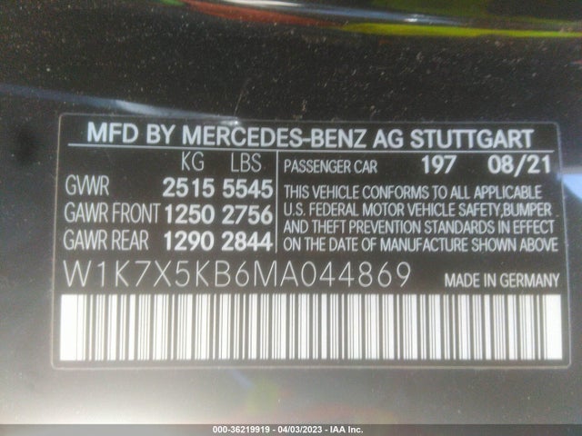 2021 Mercedes-Benz AMG GT, VIN: W1K7X5KB6MA044869
