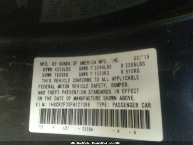 Honda Accord Sedan Lx 2015 1HGCR2F30FA127366 Image 9
