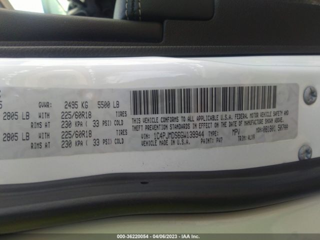 1C4PJMDS6GW139944 Jeep Cherokee Limited