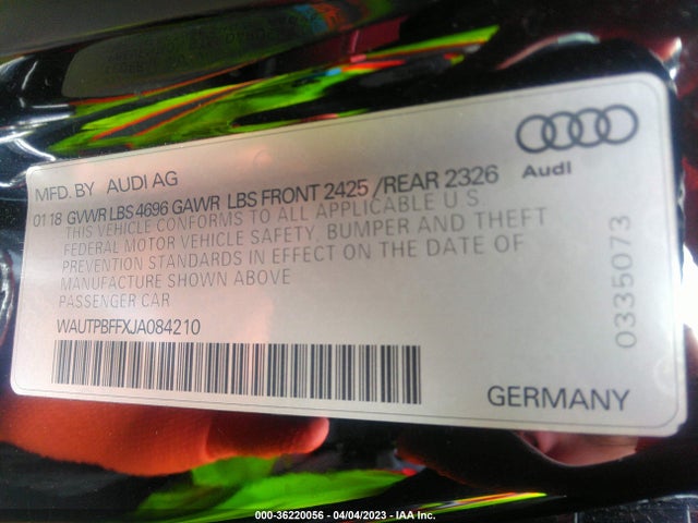WAUTPBFFXJA084210 Audi A3 Sportback E-tron Premium Plus