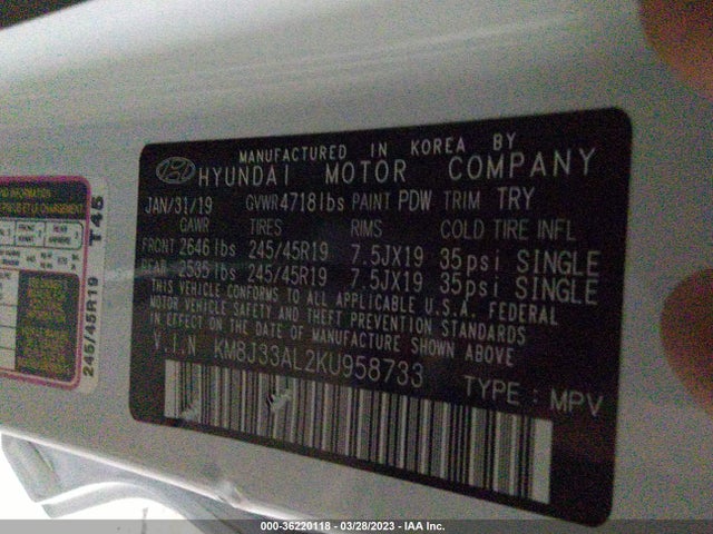 Hyundai Tucson Night 2019 KM8J33AL2KU958733 Image 9