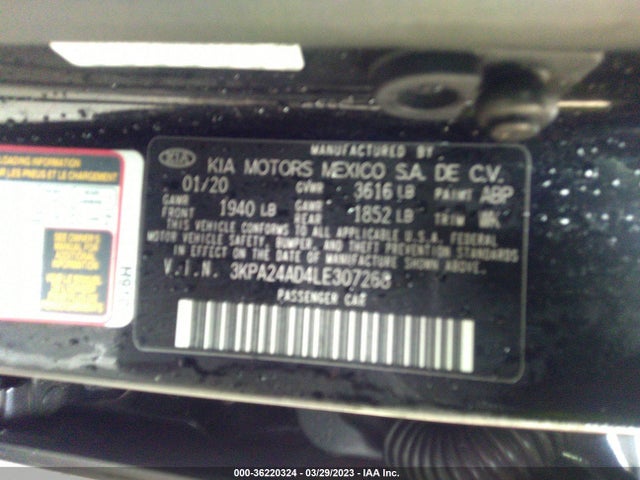 2020 KIA RIO S VIN: 3KPA24AD4LE307268