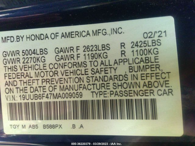 19UUB6F47MA009059 Acura Tlx W/technology Package