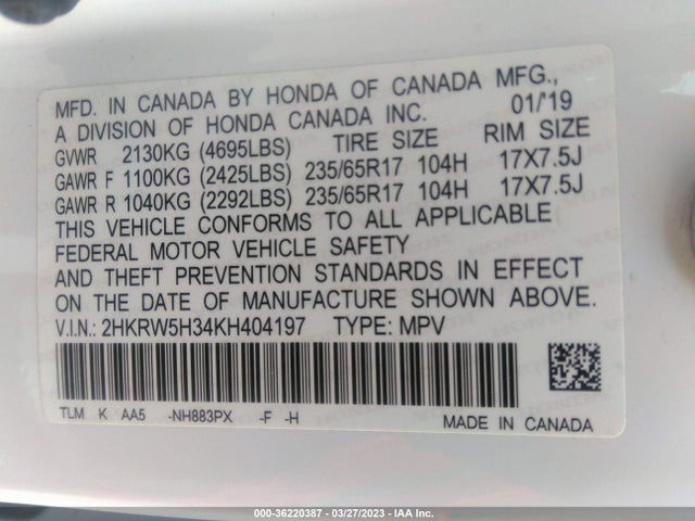 Honda CR-V LX 2019 2HKRW5H34KH404197 Image 9
