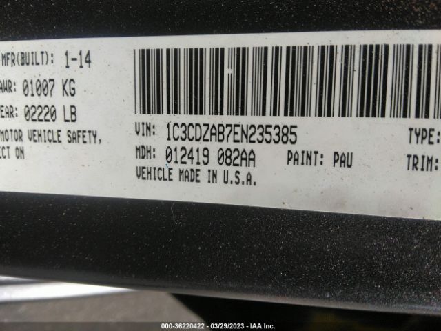 1C3CDZAB7EN235385 Dodge AVENGER SE