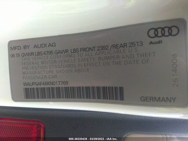 WAUFNAF46KN017769 Audi A4 Prestige