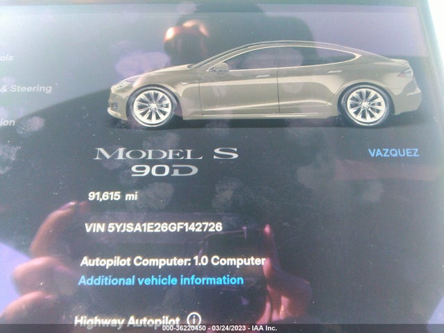 Tesla Model S 90d/70d/75d/60d/85d 2016 5YJSA1E26GF142726 Image 9