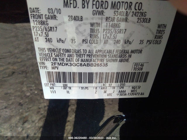2010 FORD EDGE SE VIN: 2FMDK3GC8ABB26535