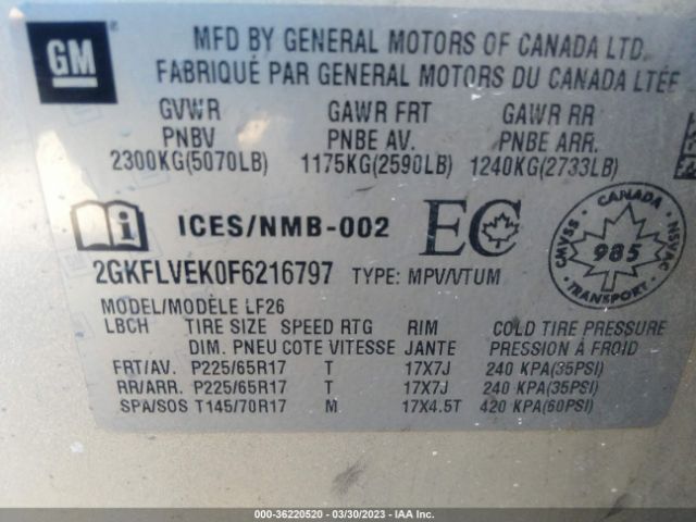 2GKFLVEK0F6216797 GMC Terrain Sle