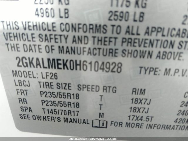 2GKALMEK0H6104928 GMC Terrain Sle