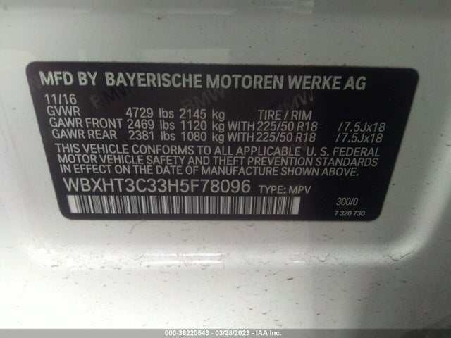 2017 BMW X1, VIN: WBXHT3C33H5F78096