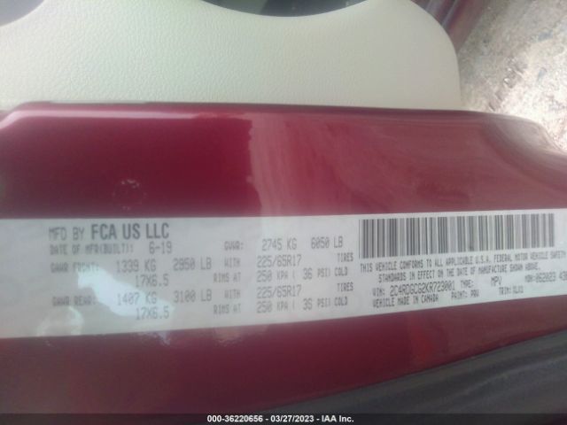 2C4RDGCG2KR723001 Dodge Grand Caravan Sxt