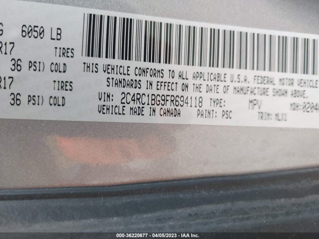 2C4RC1BG9FR694118 Chrysler Town & Country Touring