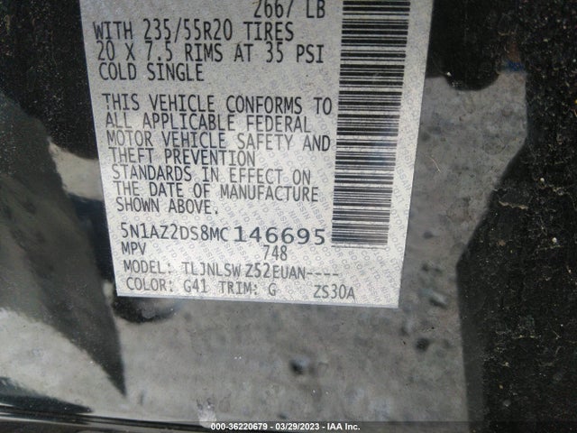 2021 Nissan Murano, VIN: 5N1AZ2DS8MC146695