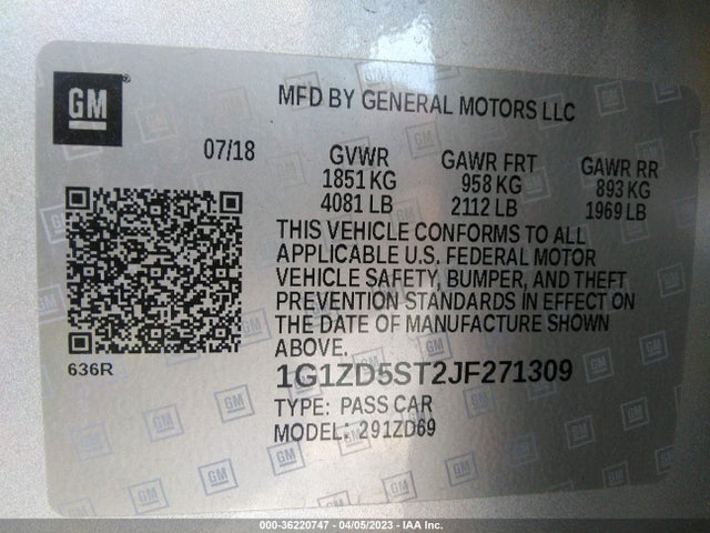Chevrolet MALIBU LT 2018 1G1ZD5ST2JF271309 Image 10
