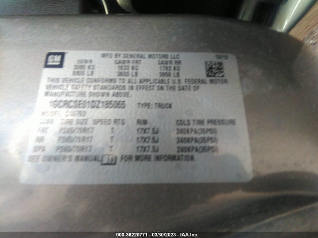 2013 CHEVROLET SILVERADO 1500 LT VIN: 1GCRCSE01DZ185065