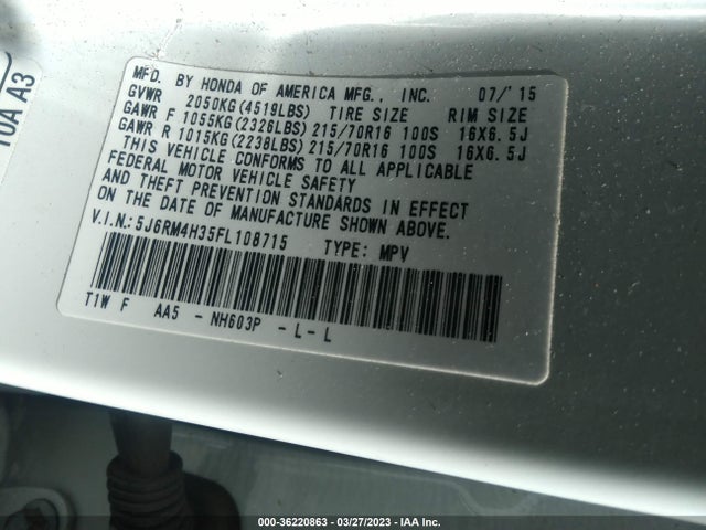 Honda CR-V LX 2015 5J6RM4H35FL108715 Image 10
