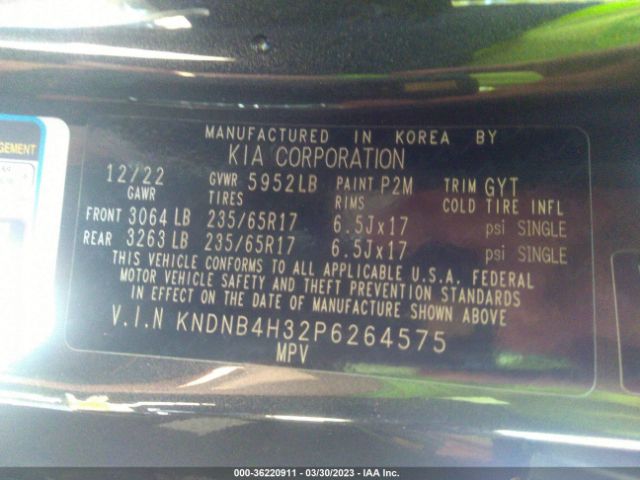 KNDNB4H32P6264575 KIA Carnival Lx