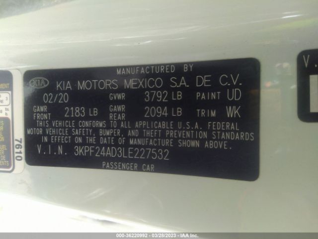 3KPF24AD3LE227532 KIA Forte Lxs