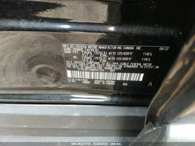 2022 TOYOTA RAV4 LE VIN: 2T3G1RFV4NW301232