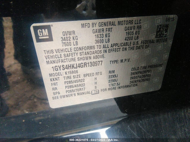 1GYS4HKJ4GR130977 Cadillac Escalade Esv Luxury Collection