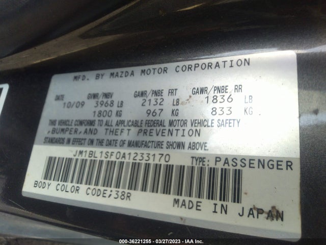 Продаж на аукціоні авто 2010 Mazda Mazda3 I Touring, vin: JM1BL1SF0A1233170, номер лоту: 36221255
