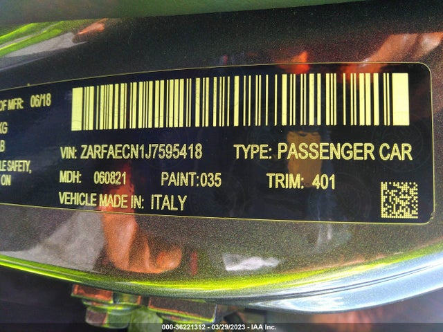 ZARFAECN1J7595418 Alfa Romeo Giulia Ti Sport